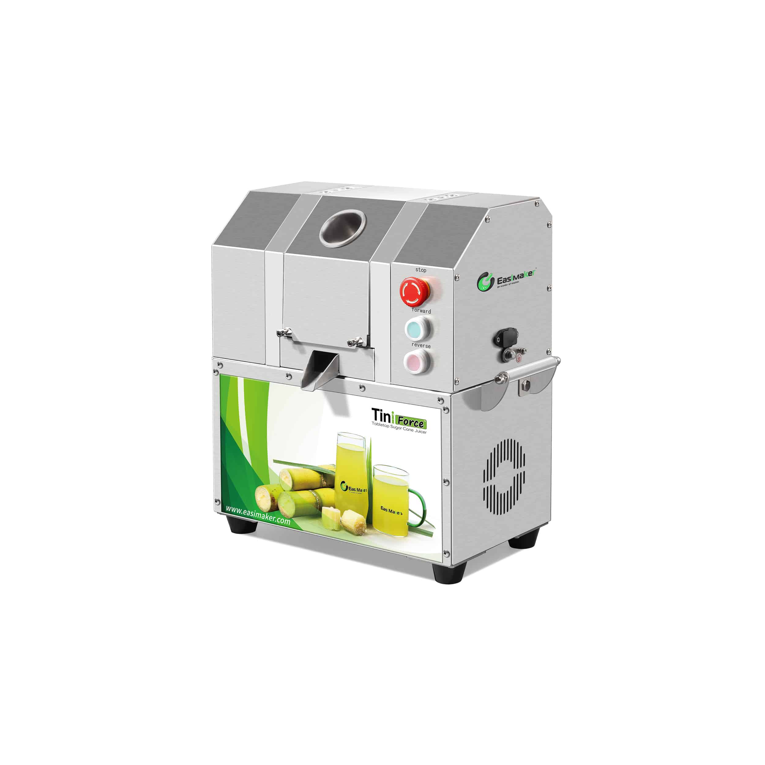 Commercial sugarcane juice machine in stainless steel for retail and foodservice use