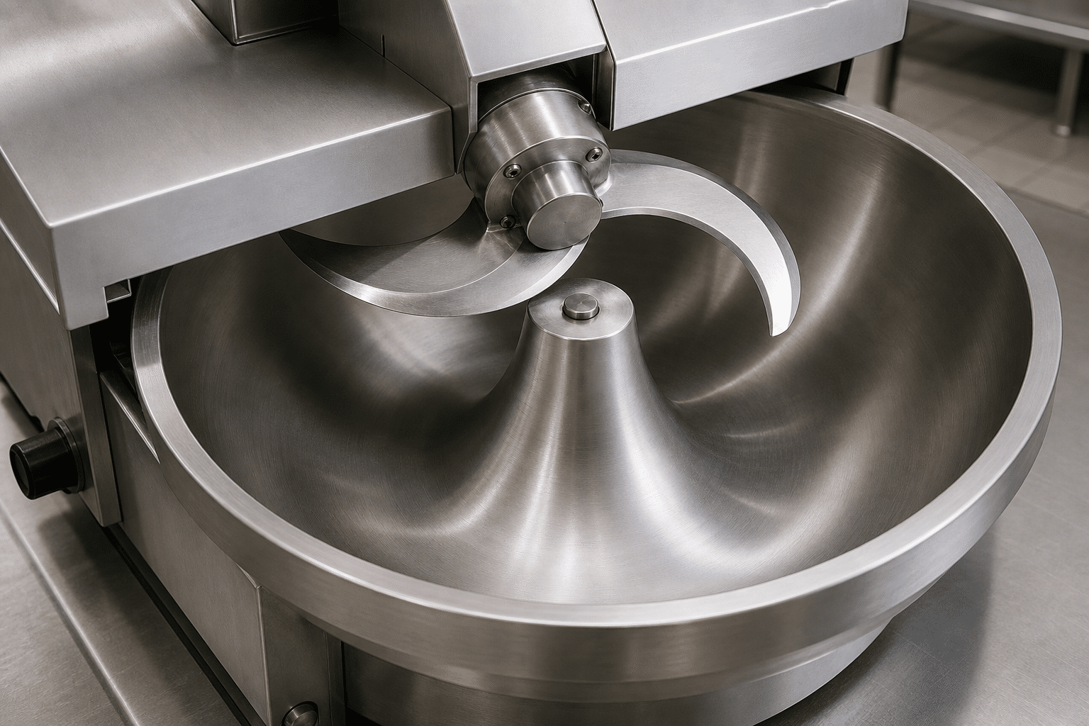 Clean bowl cutter blades ready for inspection