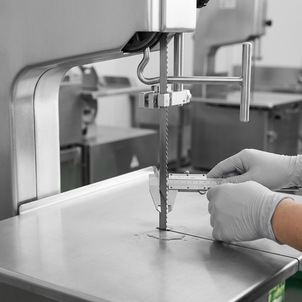 Inspection of a commercial meat band saw blade