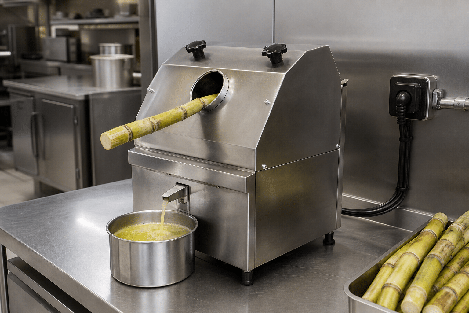 Commercial sugarcane juicer with planned counter space and electrical installation area
