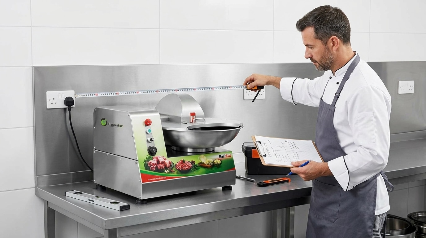 Commercial kitchen equipment planning for a bowl cutter installation