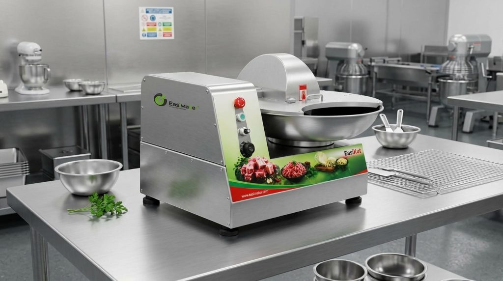 EasiKut BC25 commercial bowl cutter in a professional food processing workspace