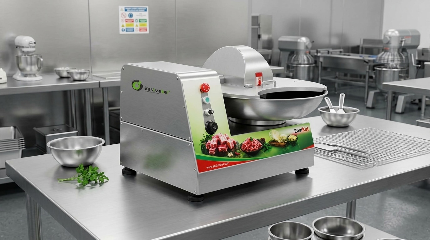 EasiKut BC25 commercial bowl cutter in a professional food processing workspace
