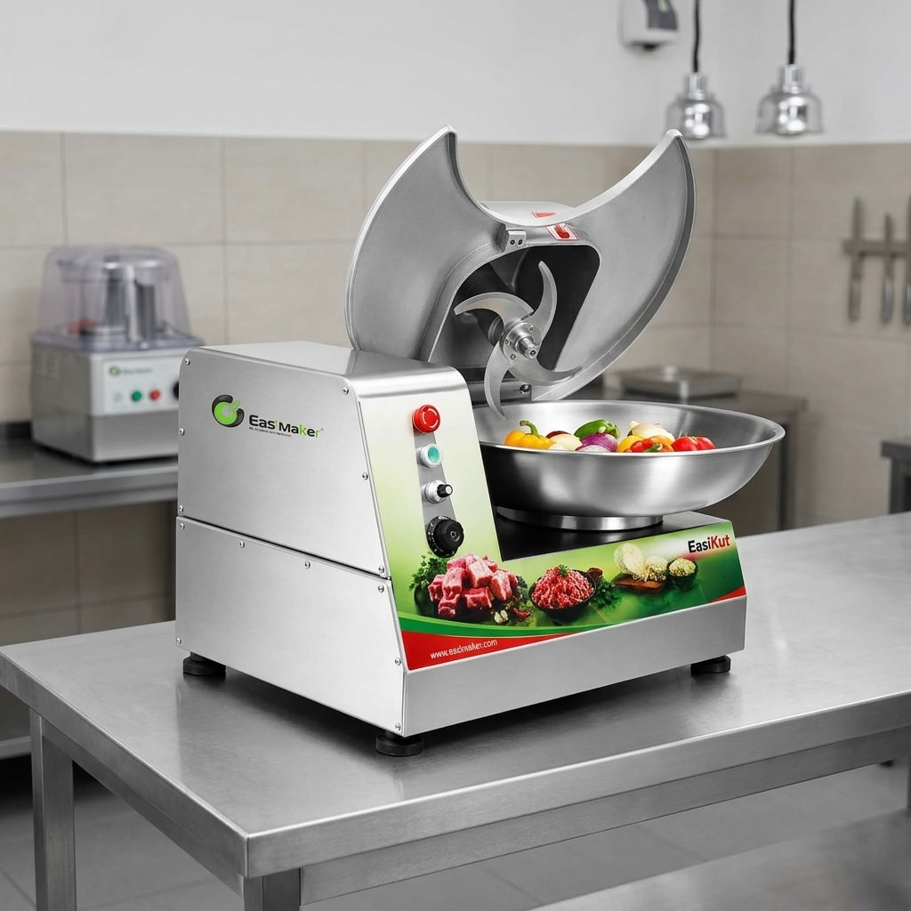 EasiKut BC25 commercial food bowl cutter in a processing workspace