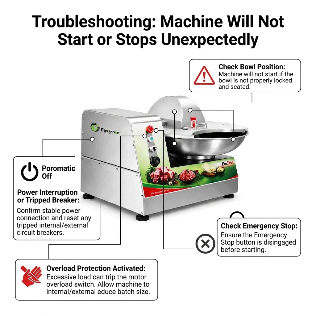 Machine Will Not Start or Stops Unexpectedly