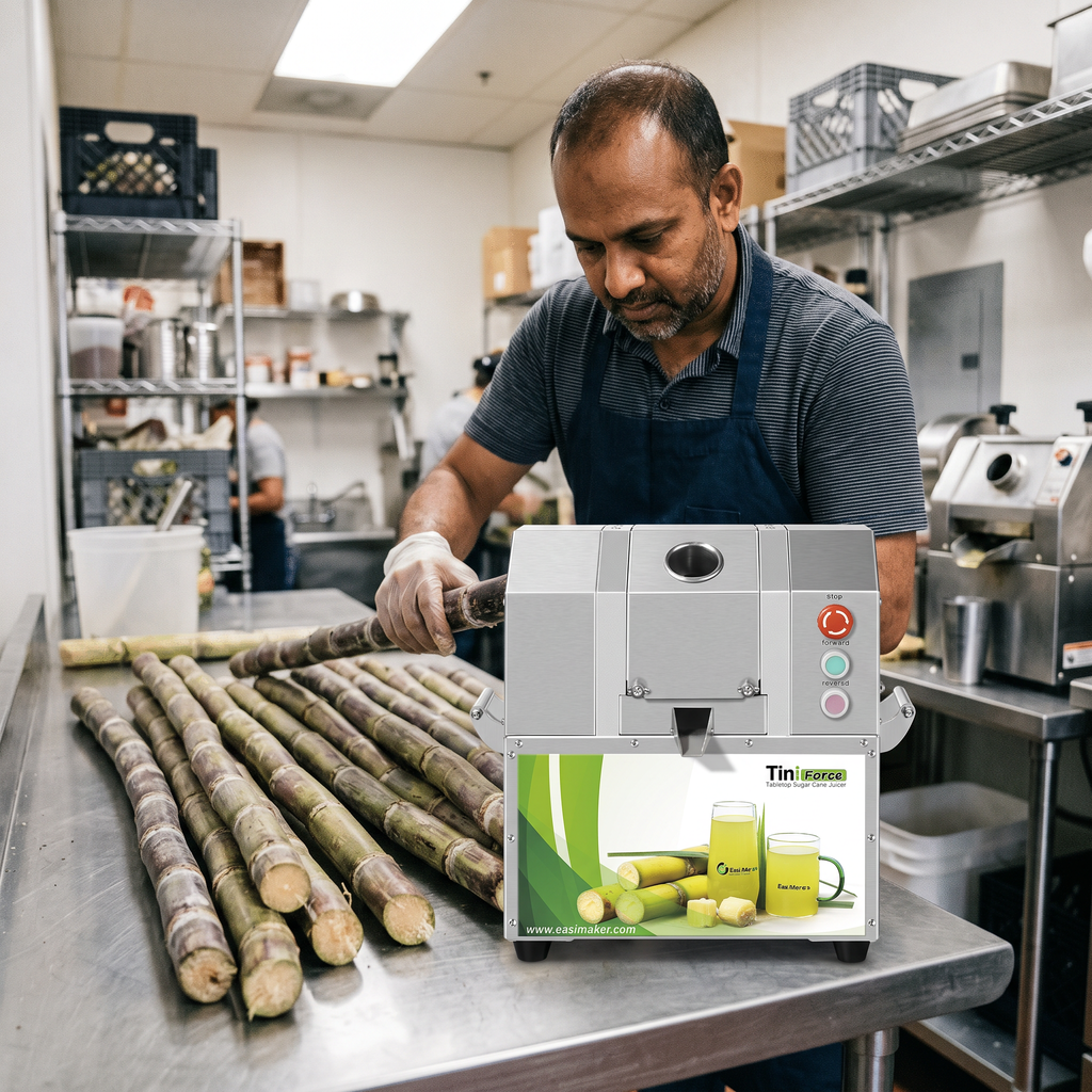 Inspecting sugarcane stalks before washing and juicing