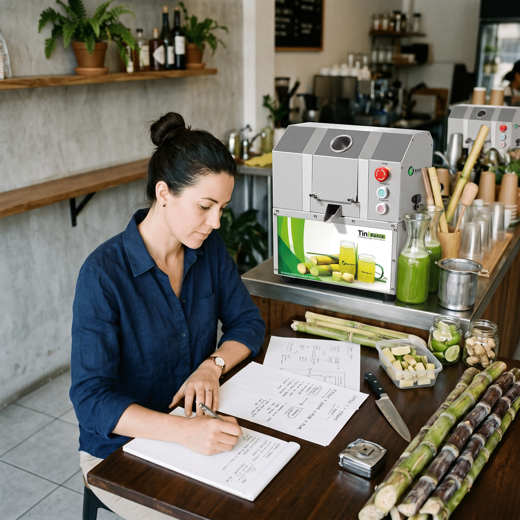 Business owner planning a commercial sugarcane juice operation