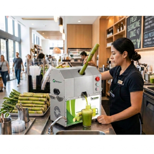 Commercial sugarcane juicing counter prepared for a sugarcane juice business in the USA