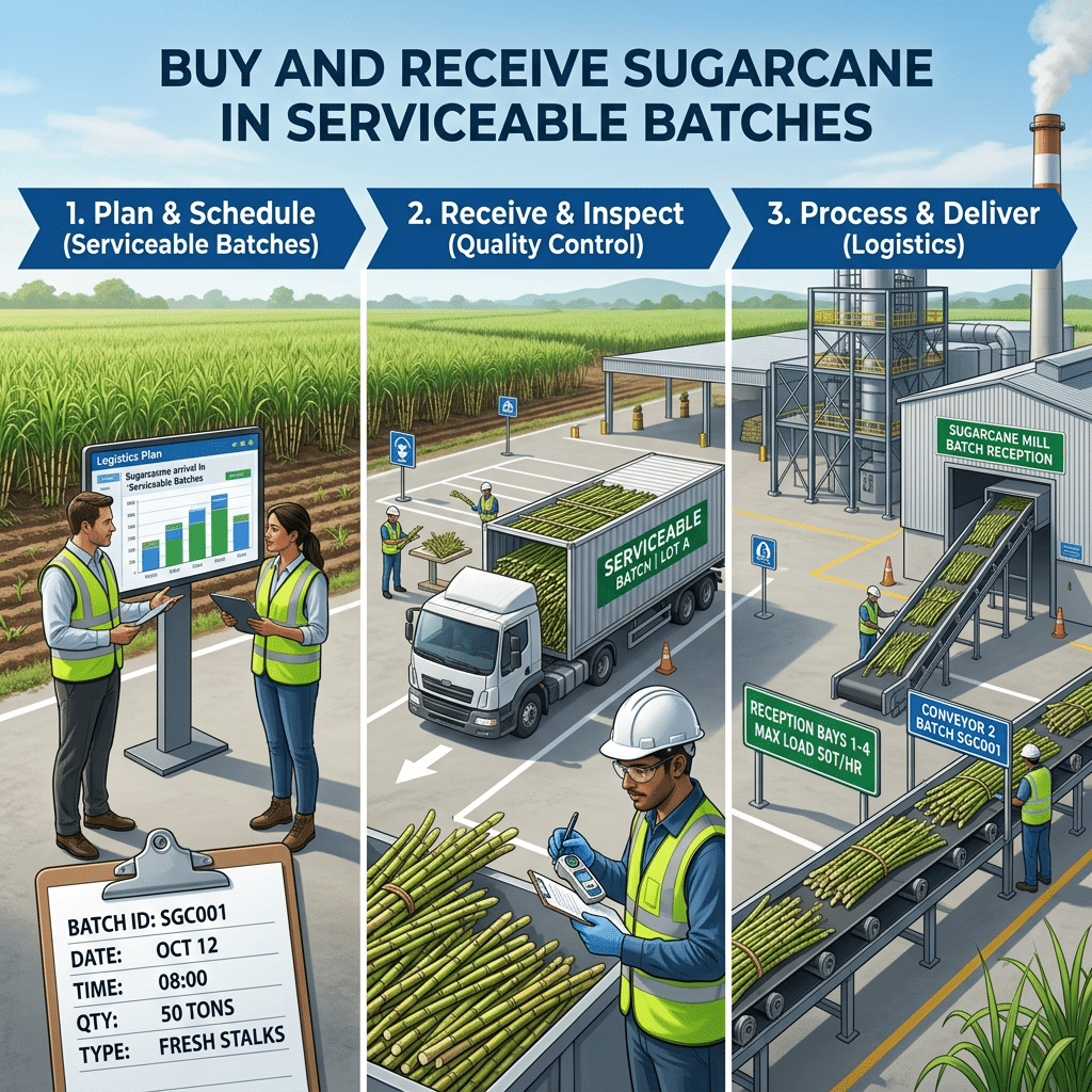 Buy and Receive Sugarcane in Serviceable Batches