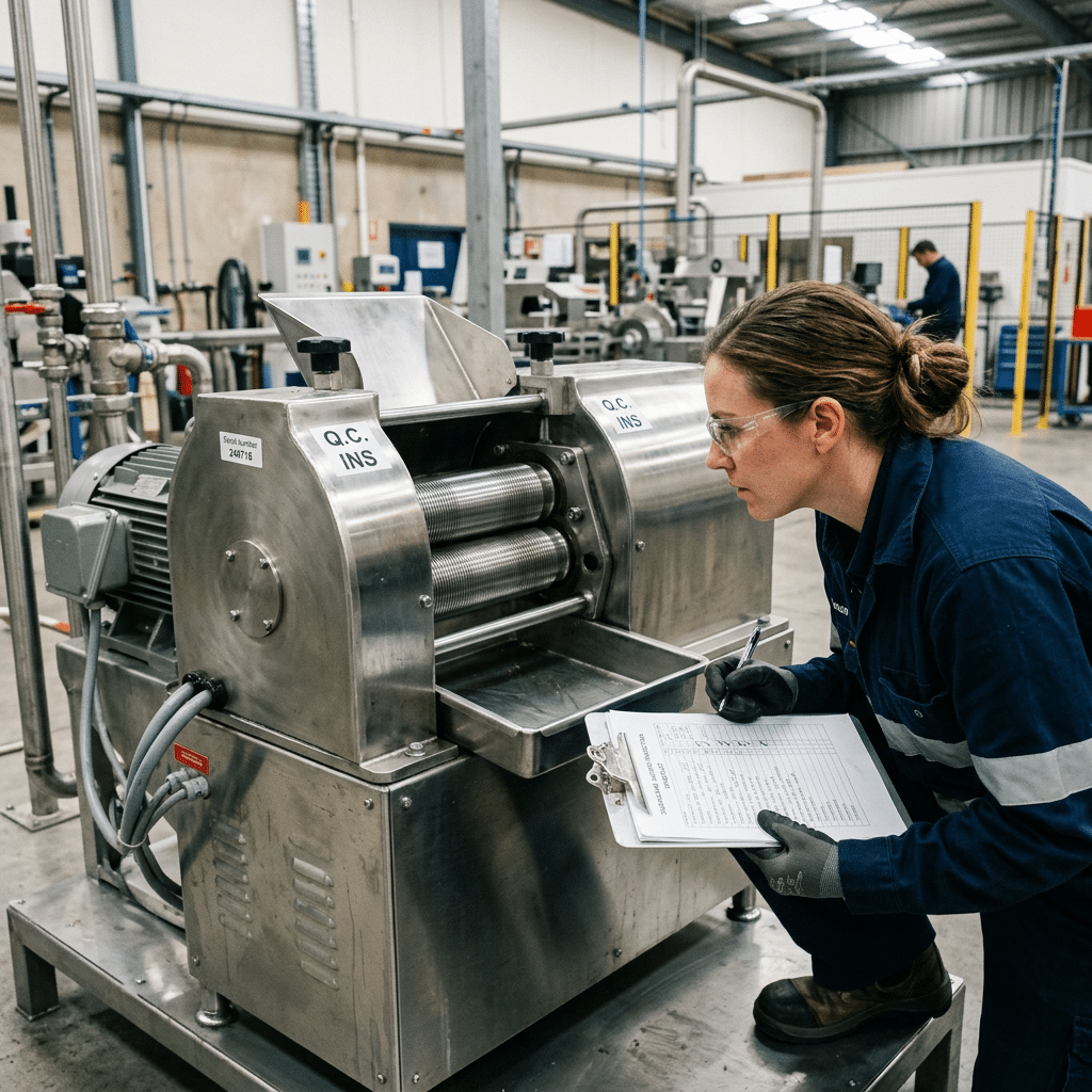 Quality-control inspection of a commercial sugarcane juicer