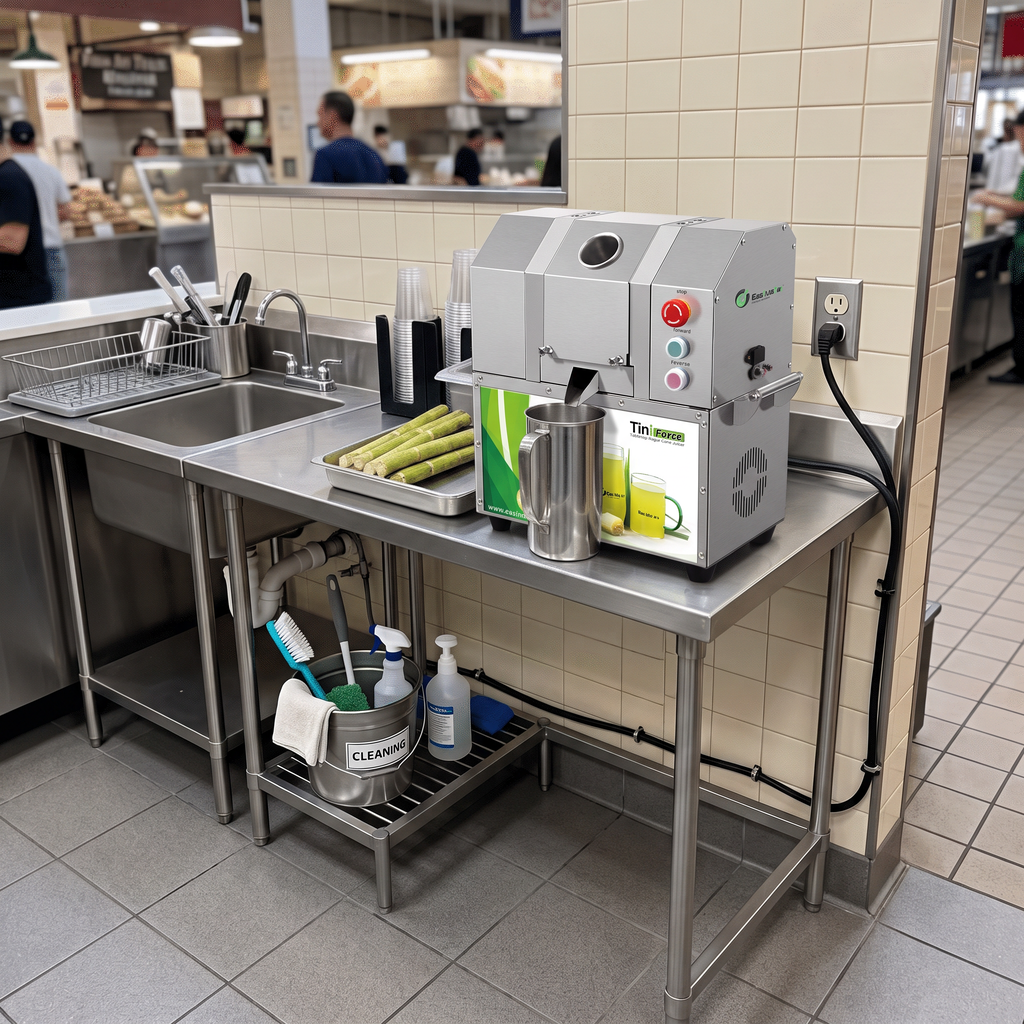 Power and hygiene planning at a commercial sugarcane juice counter