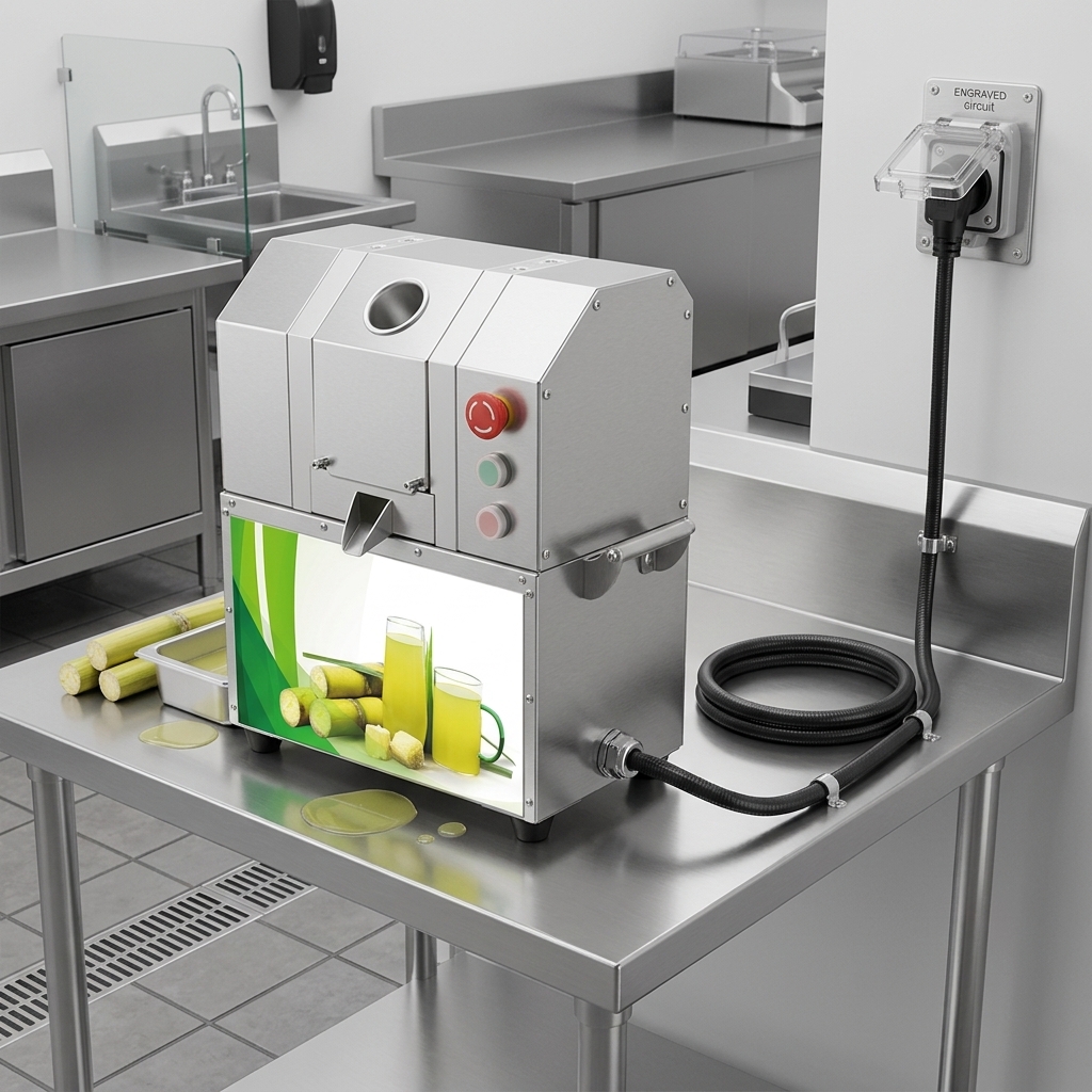 Safe electrical installation around a commercial sugarcane juicer