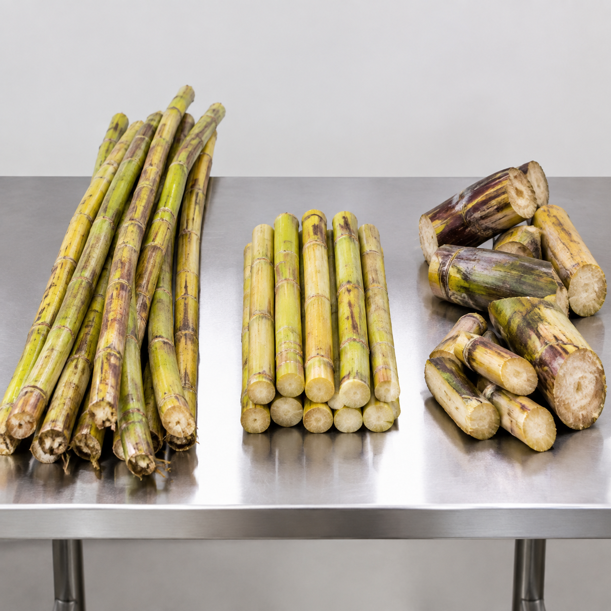Comparison of sugarcane pieces suitable and unsuitable for machine feeding