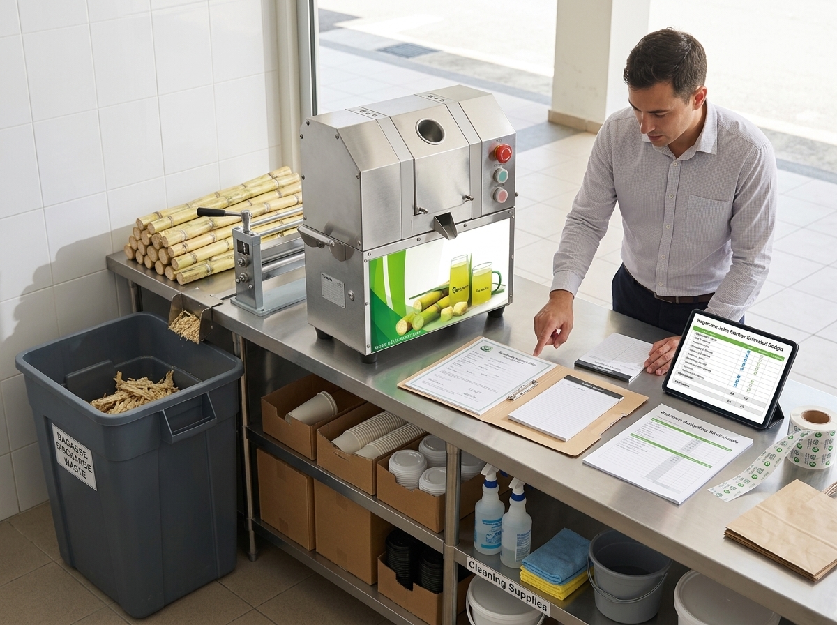 Planning supplies and site equipment for a sugarcane juice stall