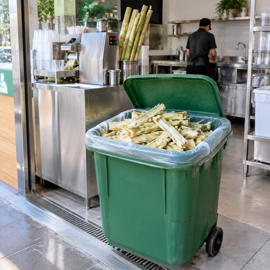 Covered washable container used for sugarcane bagasse collection