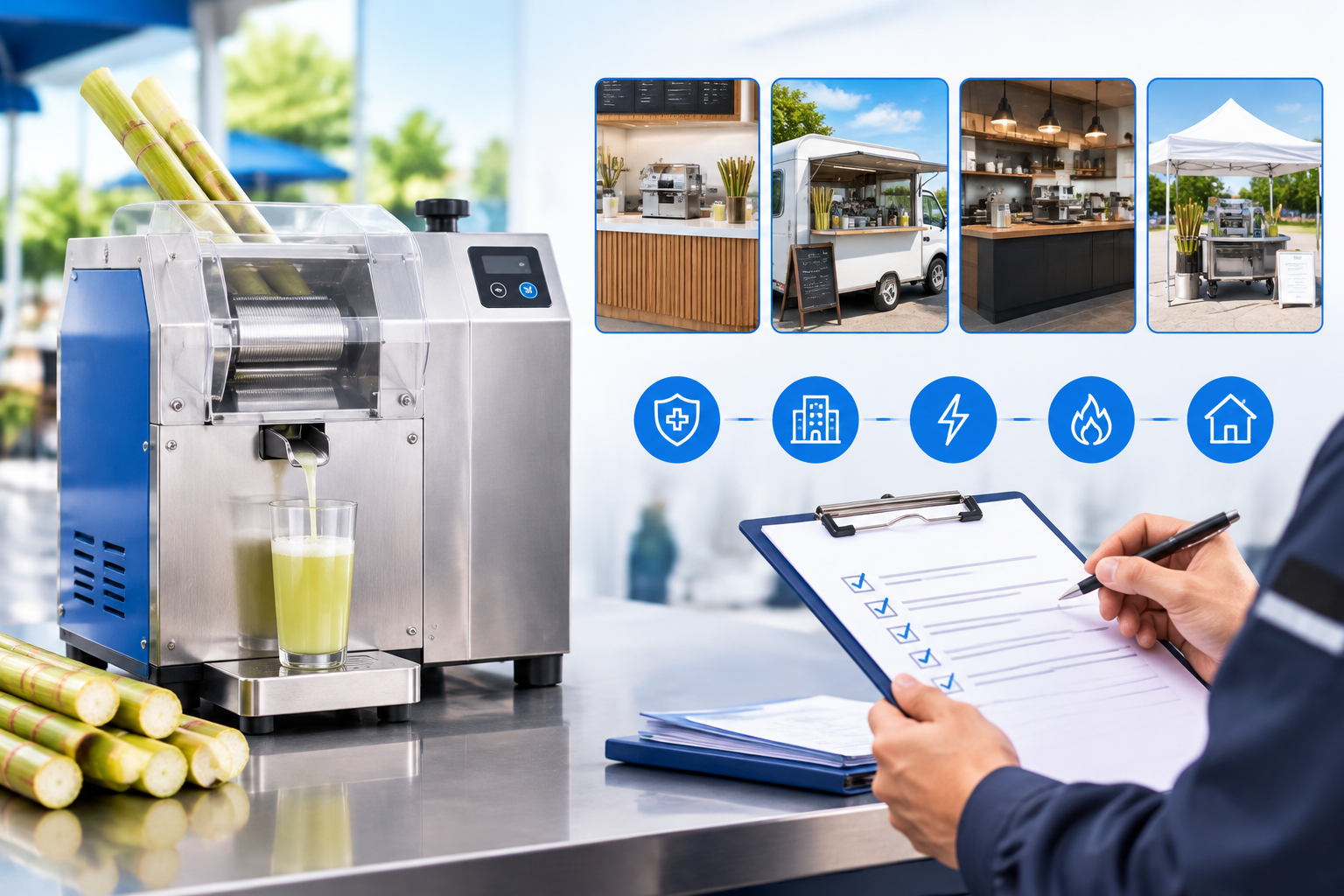Why commercial sugarcane juicer approval depends on location and use